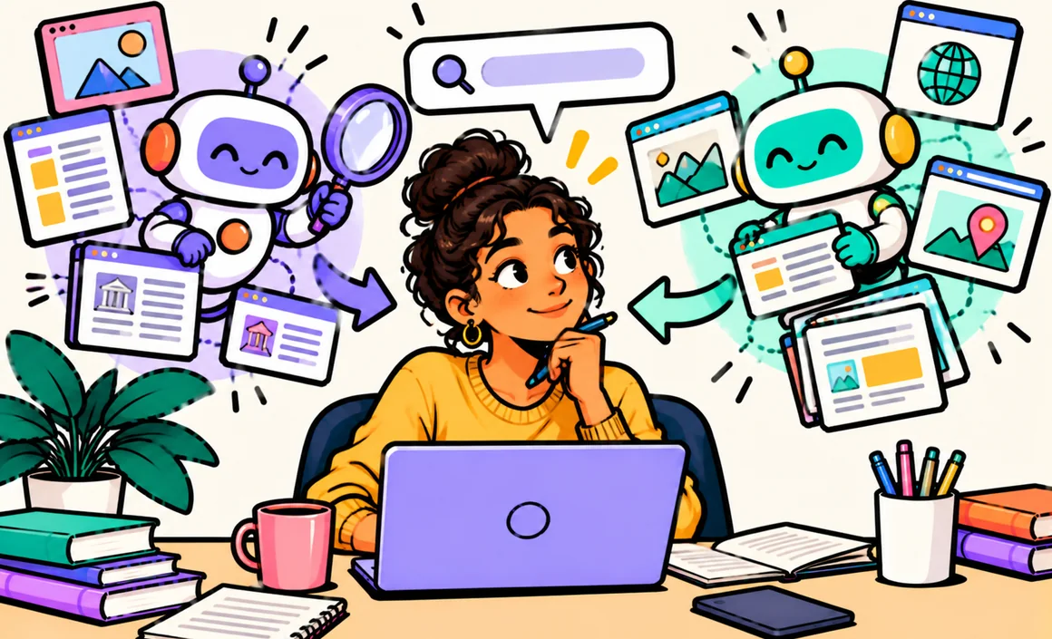 Illustration : Léa compare les recherches de deux assistants IA