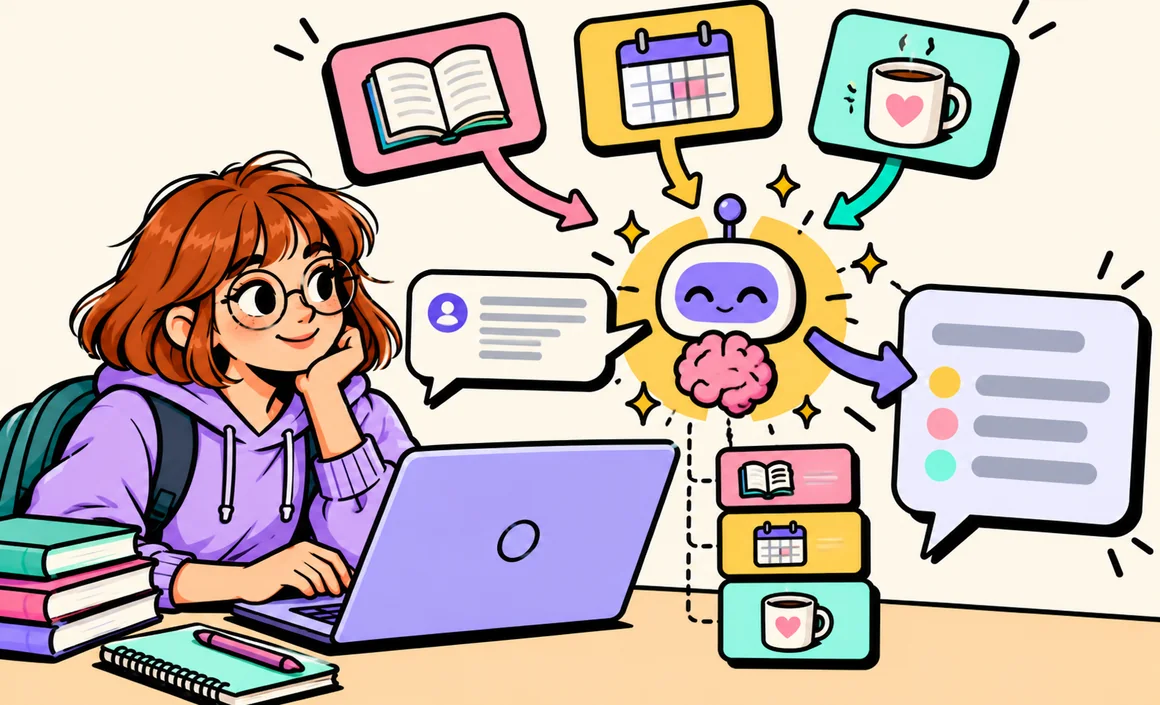 Illustration : des informations de la conversation rejoignent la mémoire de ChatGPT puis une réponse personnalisée