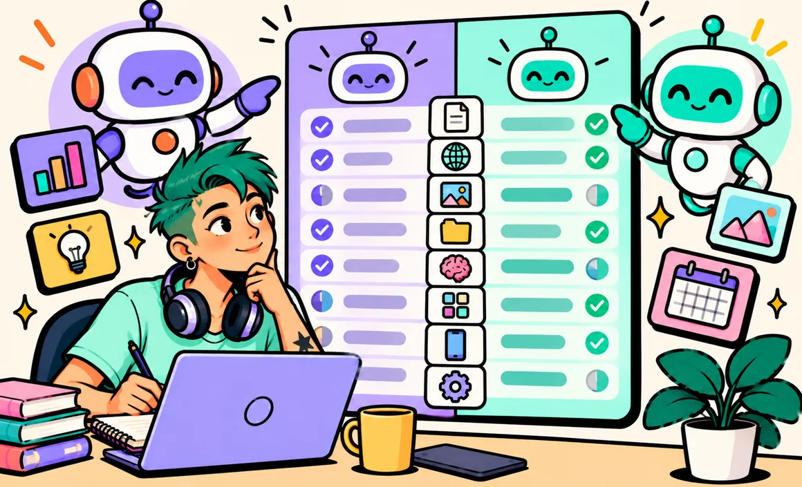 Illustration : comparatif point par point entre deux assistants IA